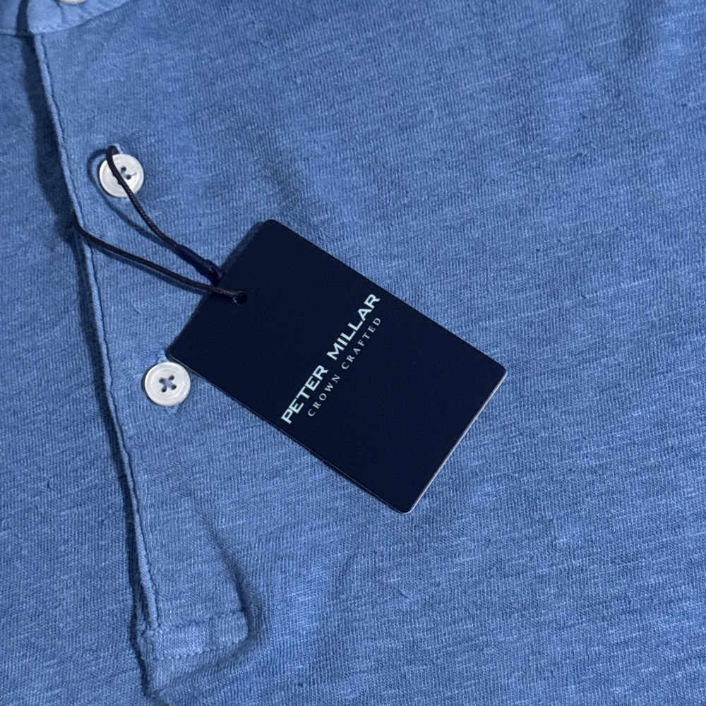 Peter Millar Crown Crafted Men's 2XL 100% Linen Blue Pearl Greystone Polo XXL